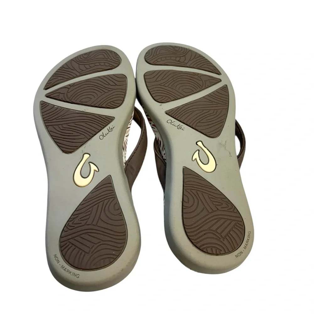 Olukai  Ho’ Opio Thong Stylish Brown Flip-Flops for Women Size 5 EUR 36